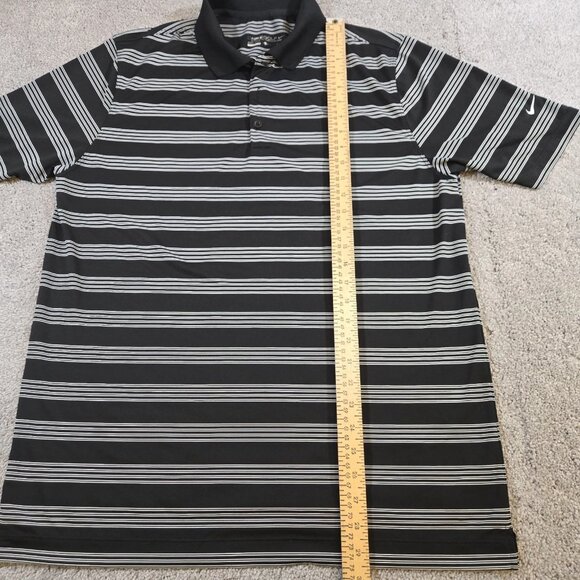 Nike Golf Tour Performance Mens Large Black Wht Stripe Short Sleeve Polo Dri-Fit - Picture 6 of 9